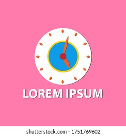 Vorlage für das Time-Logo. Konzeptsymbol einzeln auf rosafarbenem Hintergrund. Vektorsymbol.