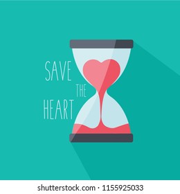 time for love icon concept creative cartoon isolated. break up & sorry card. run out. hurry up symbol. sandglass vector & heart flow in hourglass. valentines day sign. countdown measurment flat design