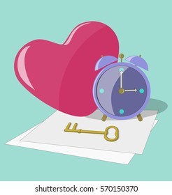 Time for love. Metaphor. Vector illustration.