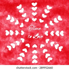 time to love. red watercolor vector illustration