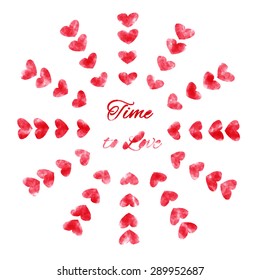 time to love. red watercolor vector illustration