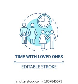 Time with loved ones concept icon. Self care checklist. Close relatives warm relationship. Whole family activity idea thin line illustration. Vector isolated outline RGB color drawing. Editable stroke