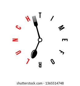 Time for lunch, conceptual minimalistic vector watch with stylized clock hands like spoon and fork