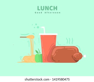 time for lunch . good afternoon card . lunch vector illustration