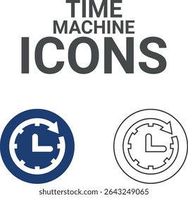 Time machine icons, Line icons, Timer, alarm, schedule, hourglass, clock icons. Solid icon collection.