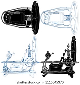 Time Machine Isolated On White Background Vector 02