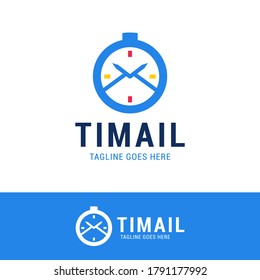 Time Mail Logo Icon Design. Vector logotype clock with mail envelope icon