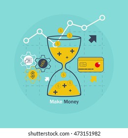 time to make money vector line art illustration