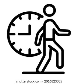 Time and man icon. Outline time and man vector icon for web design isolated on white background