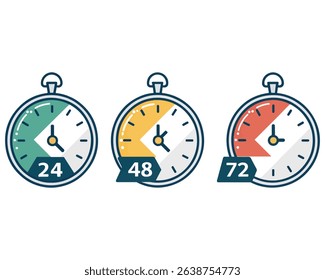 Time Management 24, 48, and 72-Hour Time frames deadlines clock arrow vector work time