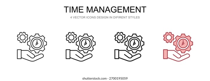 Time Management in 4 different styles vector illustration