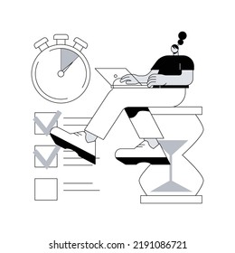 Time management abstract concept vector illustration. Time tracking tool, management software, effective planning, productivity at work, clock, control system, project schedule abstract metaphor.