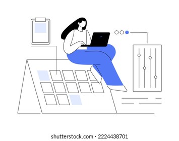 Time management abstract concept vector illustration. Time tracking tool, management software, effective planning, productivity at work, clock, control system, project schedule abstract metaphor.