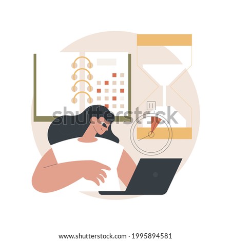 Time management abstract concept vector illustration. Time tracking tool, management software, effective planning, productivity at work, clock, control system, project schedule abstract metaphor.