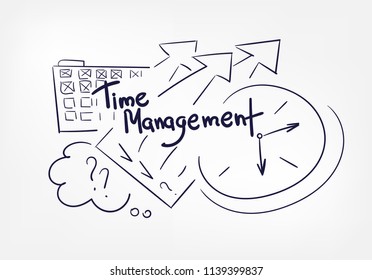 time management  abstract vector concept doodle line sketch illustration clip art