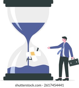 Time management, balance timeline for work and personal life or project management concept, businessman manager or office worker using bandage to manage time for projects deadline.

