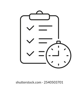 Time Management And Balanced Routine Outline Icon, Healthy Lifestyle With Organized Schedule. Isolated Vector Illustration.