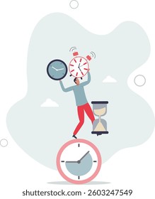 Time management for best efficiency and productivity, manage project and control timeline or schedule, speed or fast work concept.flat character life .