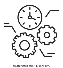 Time management black line icon. Process of planning and exercising conscious control of time spent on specific activities. Pictogram for web page, mobile app, promo. Editable stroke.