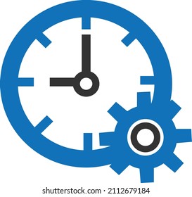 Time management blue icon vector 