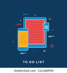 Time Management Business Concept.   Flat Vector Illustration of a To Do List. Flat Banner for Websites, Web Banners