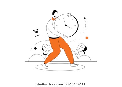 Administración de tiempo, Ilustración de estilo plano empresarial 