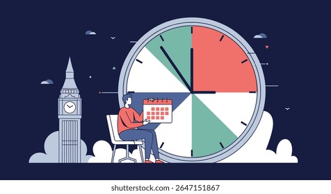 Gerenciamento de tempo para negócios em Londres com relógio grande