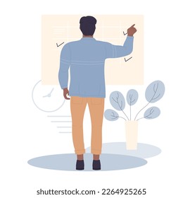 Plan de negocios de gestión del tiempo. Planificación de programación, ilustración vectorial del organizador de tareas