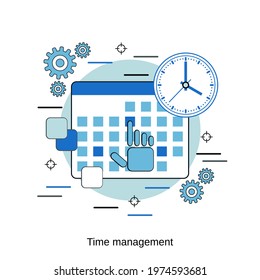 Time management, business planning flat design style vector concept illustration