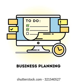 Time management and business planning graphic outline icon.  Modern vector illustration and stylish design element