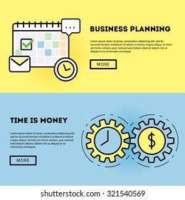 Time management and business planning graphic banners set.  Modern vector illustration and stylish design element
