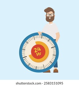 Time management and business productivity concept, efficient work, deadline control, time optimization. Vector flat illustration style.