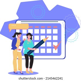 Time management and business schedule. Creating an effective business plan and company development strategy, flat vector isolated.
