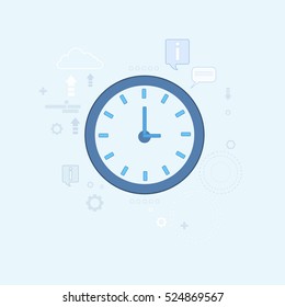 Time Management Business Timing Clock Icon Thin Line Vector Illustration