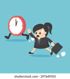  The time management business woman running