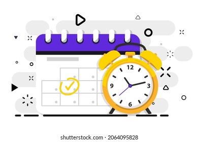 Time management. Calendar and clock as concept for effective time planning for greater productivity. Efficient workday. Workflow organization. Deadline respect, multitasking. Effective time management