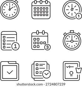 Time Management Calendar and Task Outline Icons