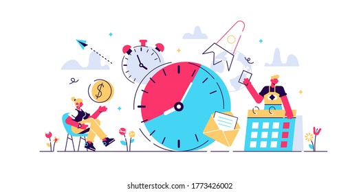 Time management, clock business work calendar Concept for web page, banner, presentation, social media, documents, cards, posters. Vector illustration management images, planning, time organization