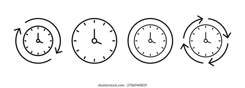Time Management, Clock Rotation Icons Set