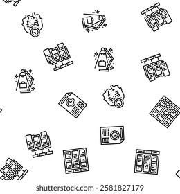 time management clock work vector seamless pattern thin line illustration