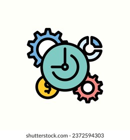 time management color icon, isolated icon in light background, perfect for website, blog, logo, graphic design, social media, UI, mobile app