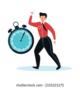 Time management composition with isolated image of stationery items and human characters vector illustration