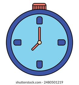 Time management concept. Blue stopwatch icon with red button. Ideal for illustrating deadlines, efficiency, racing, or urgency.
