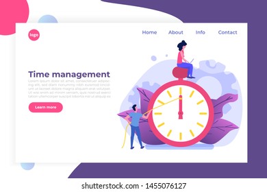 Time management concept,  Business scheduling app. Flat vector illustration.