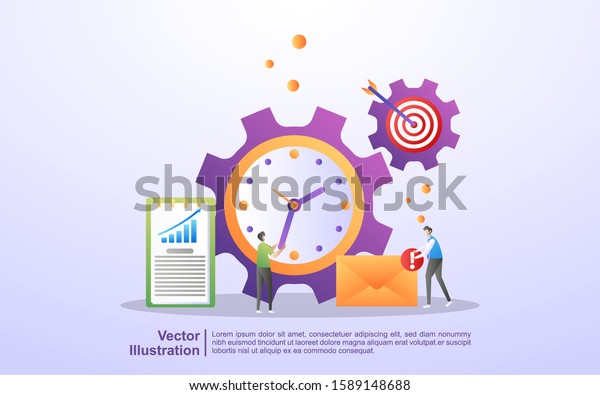 Time management concept. Businessman divides\
time for personal and business. Make a priority schedule and make a\
plan. Can use for web landing page, banner, flyer, mobile app.\
Vector Illustration