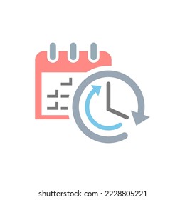 Time management concept. Clock and calendar icons. Vector