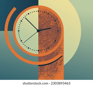 Time Management concept - clock face with grungy texture
