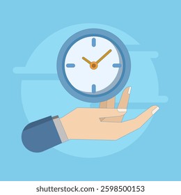 Time Management Concept. Clock Hands. Meeting Deadline. Event Planning and Business Agenda. Flat Vector Illustration Design on Background.