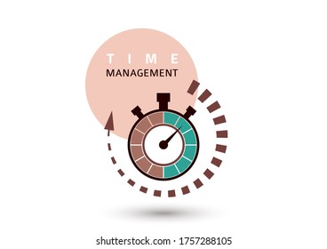 Concepto de gestión del tiempo. Icono creativo para la eficiencia, la productividad. Firma el cronómetro. Diseño plano. Ilustración del vector