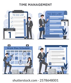 Time management concept to do list task planning, and job checklist efficiency work plan schedule